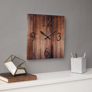 Gorgeous Dark Wood-look Wall Clock Quadratische Wanduhr