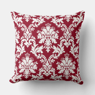 Gorgeous Deep Red Damask Blumenmuster Kissen