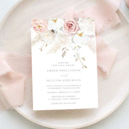Gorgeous Elegance: Blush & White Floral Wedding Einladung