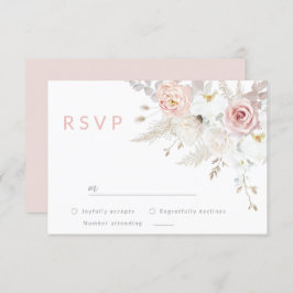 Gorgeous Elegance: Blush & White Floral Wedding RSVP Karte