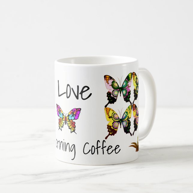 Gorgeous Elegant Butterfliegen mit Typografie Kaffeetasse (VorderseiteRechts)
