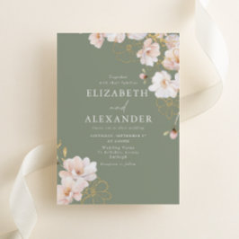 Gorgeous Enchanted Wildflowers Sage Wedding Einladung