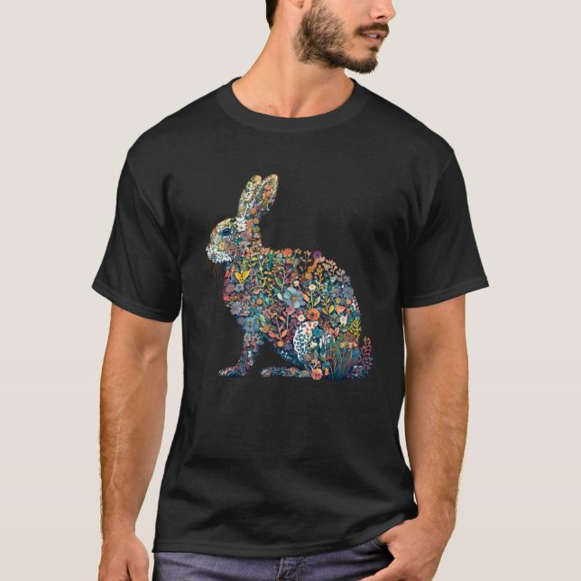Gorgeous Floral Easter Bunny Spring Flower Rabbit  T-Shirt (Vorderseite)