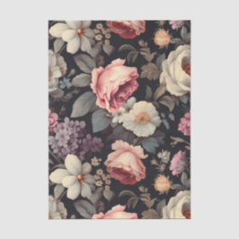 Gorgeous Floral Pattern on Dark Background Seidenpapier