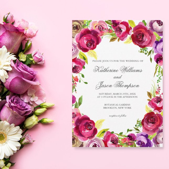 Gorgeous Fuchsia Pink Floral Chic Spring Wedding Einladung (Von Creator hochgeladen)