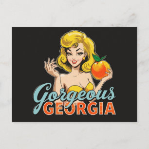 Gorgeous Georgia Peach – Retro-Pin-Up-Art Postkarte