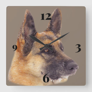 Gorgeous German Shepherd Wall Clock Quadratische Wanduhr