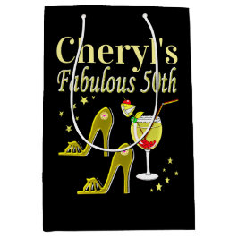 GORGEOUS GOLD 50. GEBURTSTAG DESIGN MITTLERE GESCHENKTÜTE