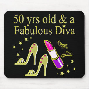 GORGEOUS GOLD 50. GEBURTSTAG DIVA DESIGN MOUSEPAD