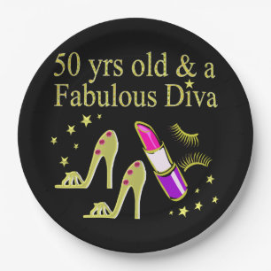GORGEOUS GOLD 50. GEBURTSTAG DIVA DESIGN PAPPTELLER