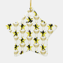 GORGEOUS GOLD FIGURE SKATEN CHRISTMAS DESIGNS KERAMIKORNAMENT