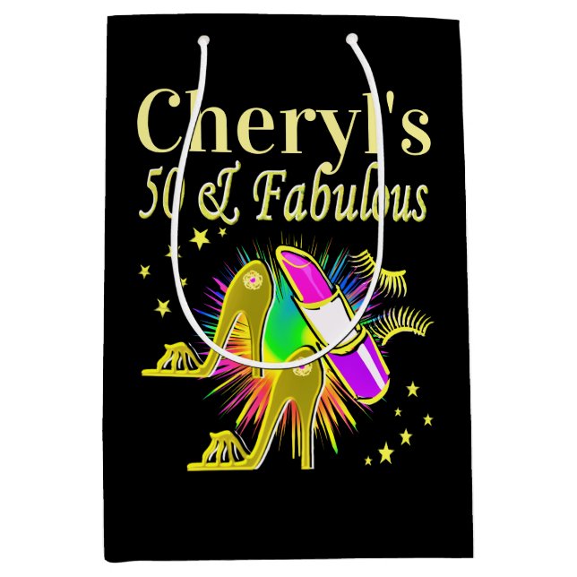 GORGEOUS GOLD PERSONALISIERT 50 YR ALT MITTLERE GESCHENKTÜTE (Vorderseite)