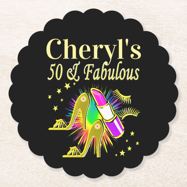 GORGEOUS GOLD PERSONALISIERT 50 YR ALT UNTERSETZER (Vorderseite)