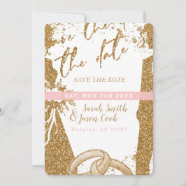 Gorgeous - Goldpinke Save the Date 2 Einladung