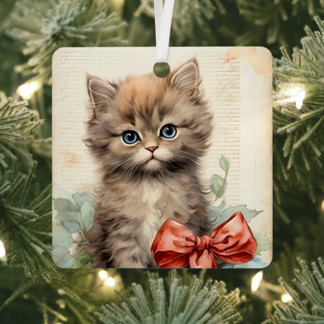 Gorgeous Gray Kitten Christmas  Ornament Aus Metall (InSitu)