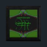 Gorgeous Green Fractal Lace Anniversary Gift Box Erinnerungskiste<br><div class="desc">Unique and Stylish fractal lace borders gorgeous green, purple, deep red with black centre - Exquisite and elegant custom Wedding, Anniversary or engagement. Personalize with names, anniversary date and monogram or numbers - made into a wonderful wooden gift box to keep trinkets, jewellery box for your special keepsakes. Makes a...</div>