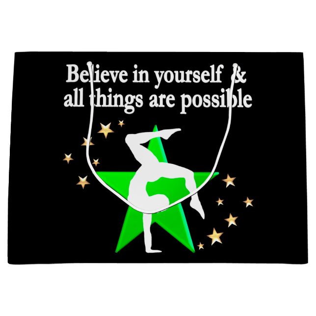 GORGEOUS GREEN GYMNASTICS DESIGN GROßE GESCHENKTÜTE (Vorderseite)