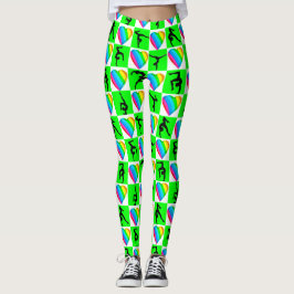 GORGEOUS GREEN LIEBE HERZ GYMNASTICS LEGGINGS