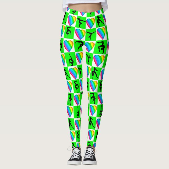 GORGEOUS GREEN LIEBE HERZ GYMNASTICS LEGGINGS (Vorderseite)
