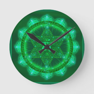 Gorgeous Green Mandala to Keep Healthy Vibe Time Runde Wanduhr