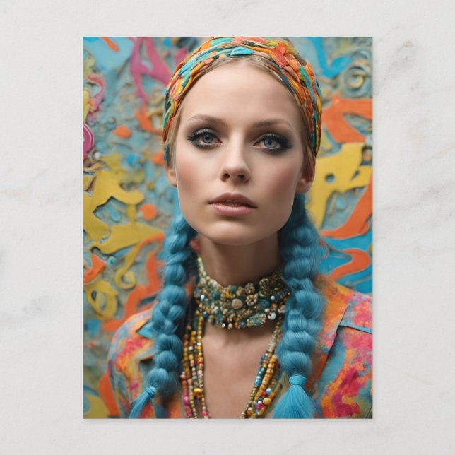Gorgeous Hippie Woman Postkarte (Vorderseite)