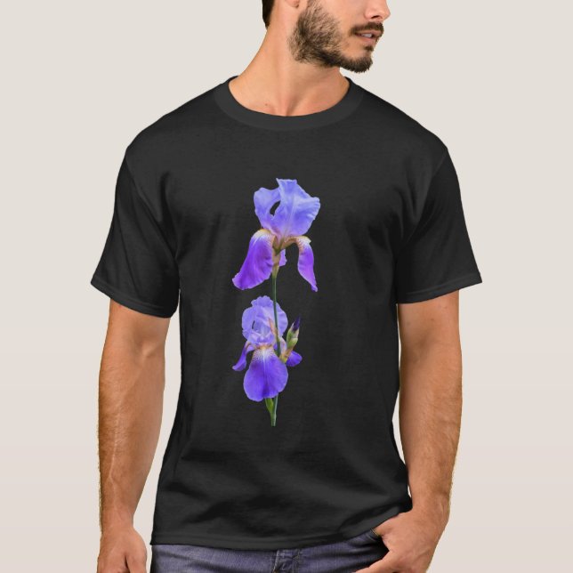 Gorgeous Iris Purple Exotic on White Shapes Mania  T-Shirt (Vorderseite)