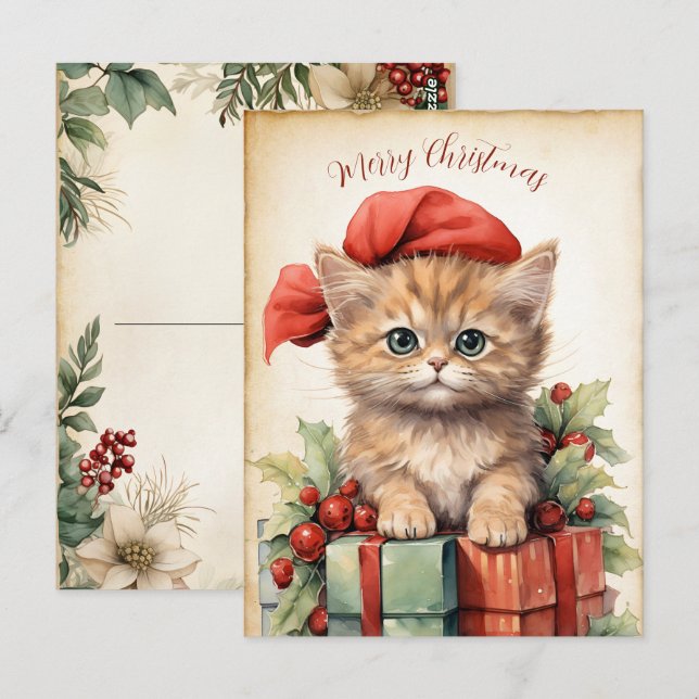 Gorgeous  Kitten  Christmas  Postkarte (Vorne/Hinten)