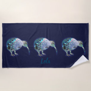 Gorgeous Kiwi Bird-Muster, Personalisiert mit Name Strandtuch