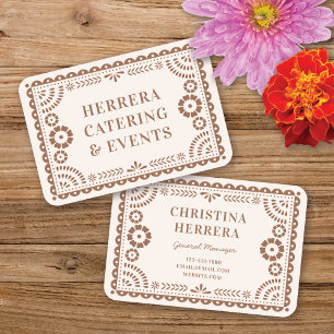 Gorgeous Neutral Papel Picado Catering Stylist Visitenkarte