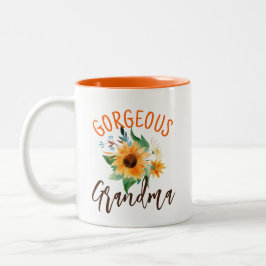 Gorgeous Oma Floral Sunflower Personalisiert Zweifarbige Tasse