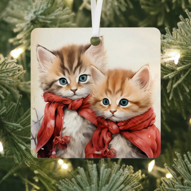 Gorgeous Orange Kitten Couple Christmas  Ornament Aus Metall (InSitu)