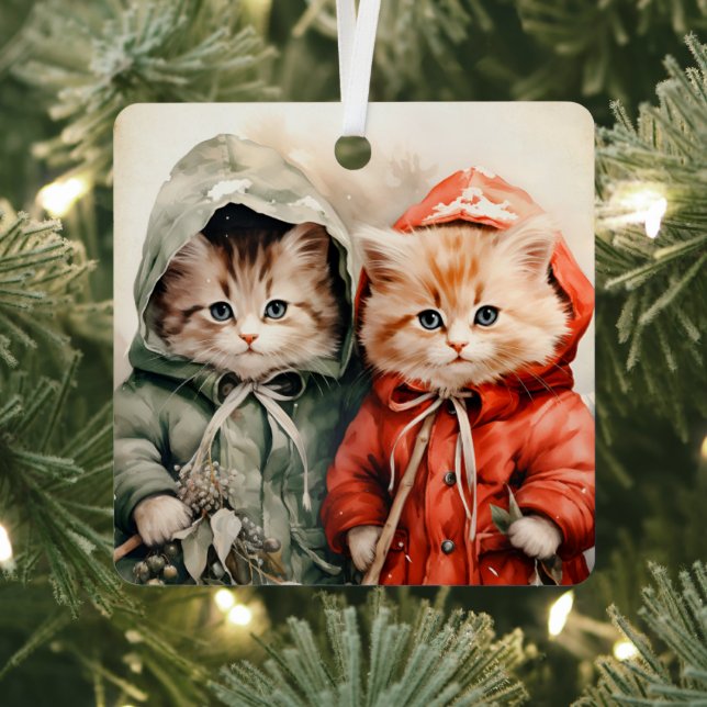 Gorgeous Orange Kitten Couple Christmas  Ornament Aus Metall (InSitu)