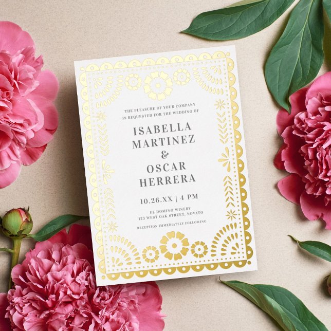 Gorgeous Papel Picado Boda Wedding REAL Folieneinladung (Von Creator hochgeladen)