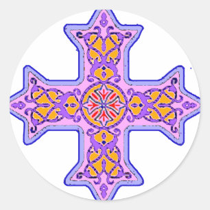 Gorgeous Pastel Coptic Cross Runder Aufkleber