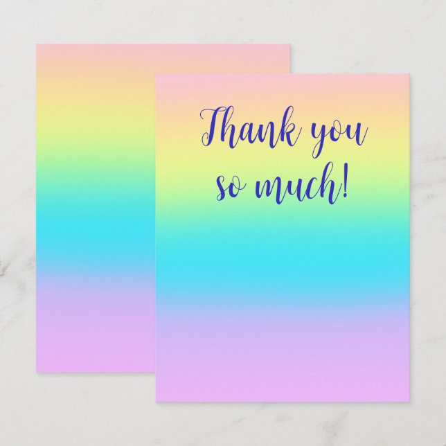 Gorgeous Pastel Rainbow Gradient Wedding Dankeskarte (Vorne/Hinten)