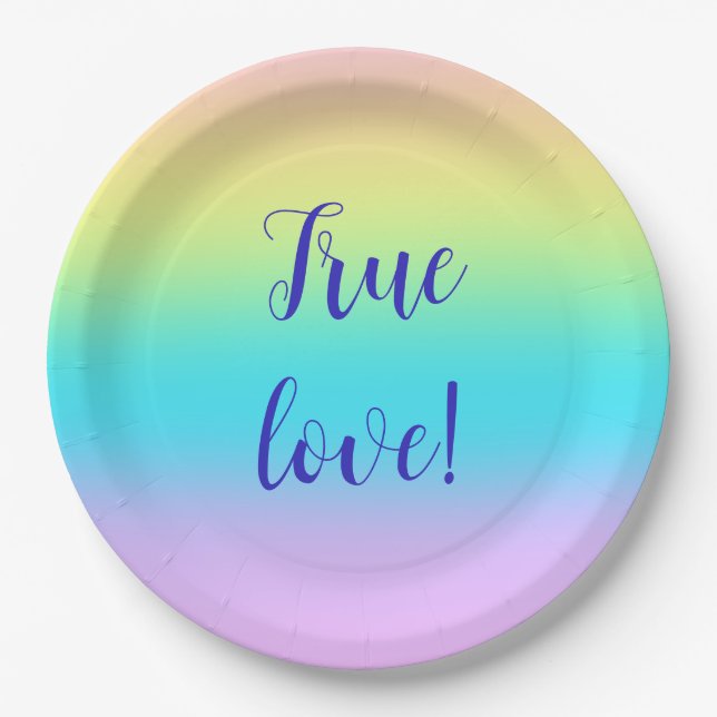 Gorgeous Pastel Rainbow Gradient Wedding Pappteller (Vorderseite)