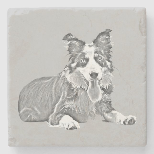 Gorgeous Pencil Border Collie Marble Untersetzer (Vorderseite)