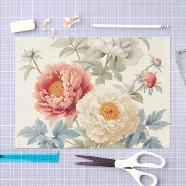 Gorgeous Peonies Seamless Pattern Seidenpapier (Handwerk)