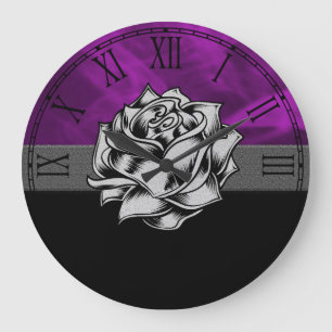 Gorgeous Purple Rose Grunge Gift Große Wanduhr