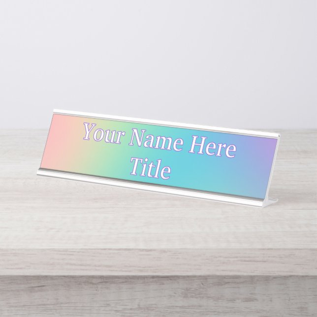 Gorgeous Rainbow Gradient Schreibtischnamensplakette (Vorderseite )