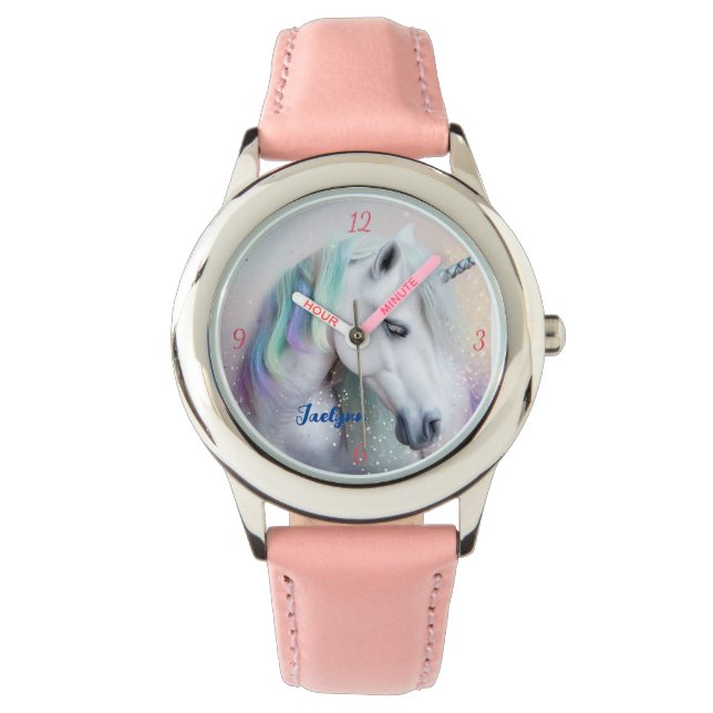 Gorgeous Rainbow Unicorn Armbanduhr (Vorderseite)