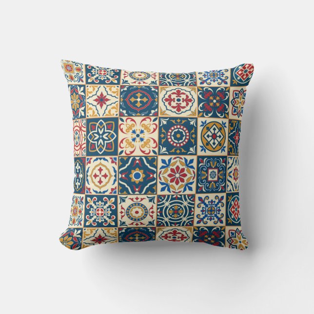 Gorgeous seamless pattern white colorful Moroccan, Kissen (Vorderseite)