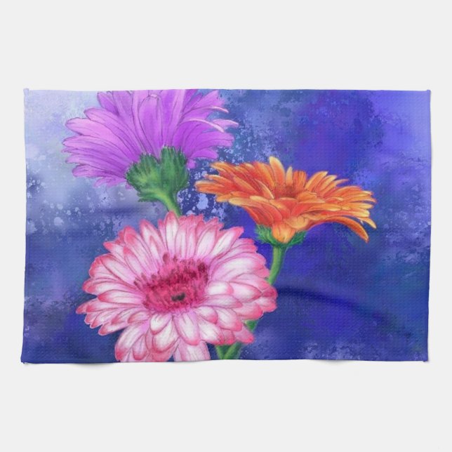 Gorgeous Three Color Gerberas Kitchen Towel Geschirrtuch (Horizontal)