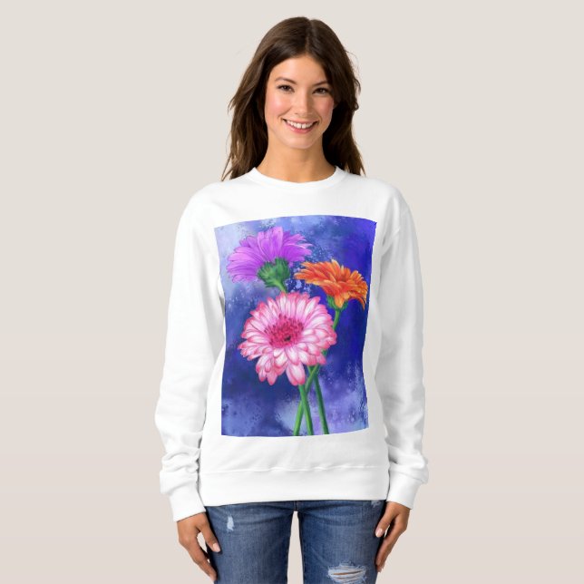 Gorgeous Three Color Gerberas Sweatshirt (Vorne ganz)