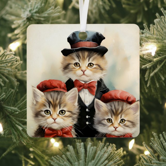 Gorgeous Three Kitten Family Christmas  Ornament Aus Metall (InSitu)