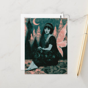 Gorgeous Vintage-Feenkönigin Mit Rosa Flügeln Postkarte