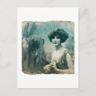 Gorgeous Vintage Lady und ein Seeungeheuer Postkarte