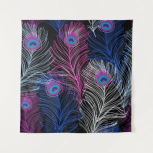 Gorgeous Vintage pattern of peacock feathers  Wandteppich