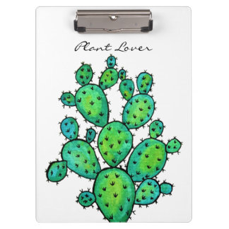 Gorgeous Watercolor Prickly Cactus Klemmbrett