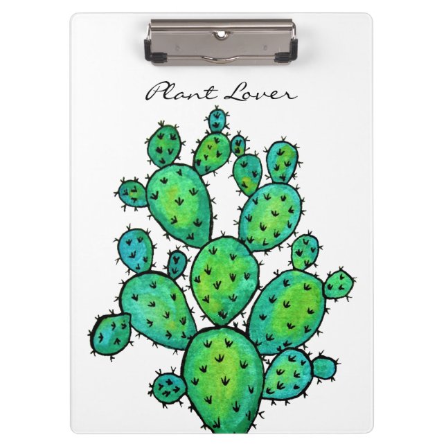 Gorgeous Watercolor Prickly Cactus Klemmbrett (Vorderseite)